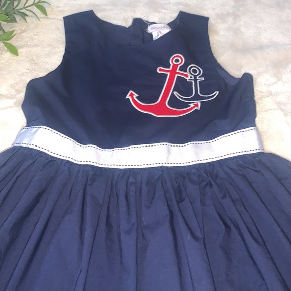 Savannah 6X Navy Blue Nautical Dress Handkerchief Hem EUC - Picture 5 of 13